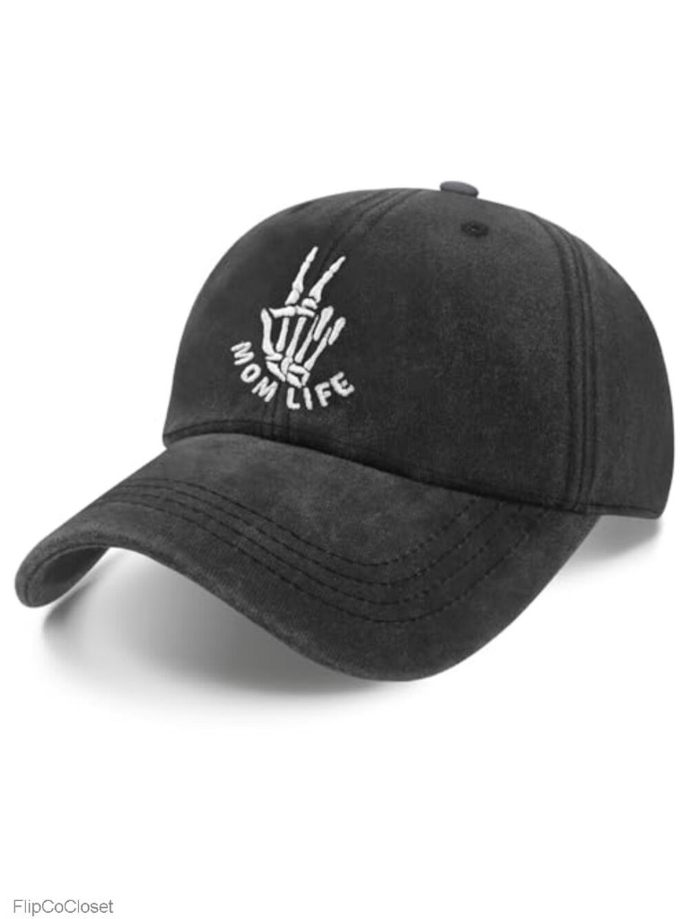 Mom Life Embroidered Baseball Cap with Peace Sign Adjustable
